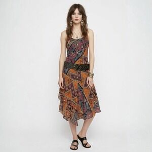 Vintage Y2K Eva Blue Slip Dress Purple Orange Patchwork Whimsigoth Fairy Maxi